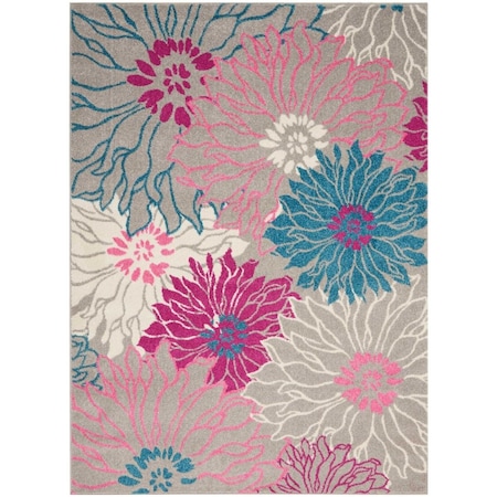 Palacedesigns 5 x 7 ft. Gray & Pink Tropical Flower Area Rug - Gray Pink - 5' x 7' PA3665995